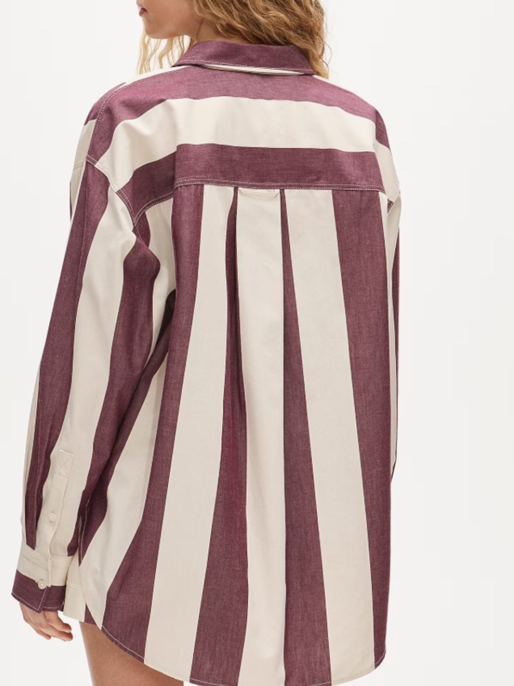 J crew Étienne oversized shirt in striped cotton poplin natural wine - Picture 3 of 4